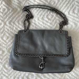 Edie flap shoulder bag with woven chain